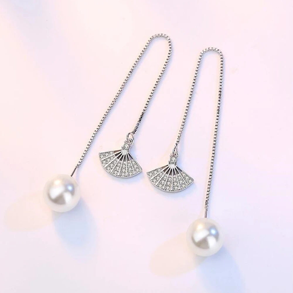 NEHZY Femei moda bijuterii de argint de brand de moda retro secțiunea lung de ventilator în formă de cercei cu perle picătură cercei 104MM