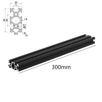 300mm Lungime Negru Anodizat 2040 T-Slot Profile de Aluminiu Extrudare Cadru Pentru CNC