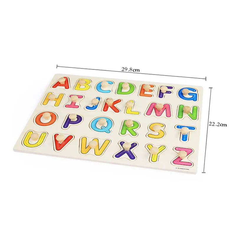 Jucarii din lemn pentru Copii Puzzle Bord de Învățare Alfabet Mobil Bord cu Buton Jigsaw Puzzle-uri Pentru Copii de 3 Ani ME1864H