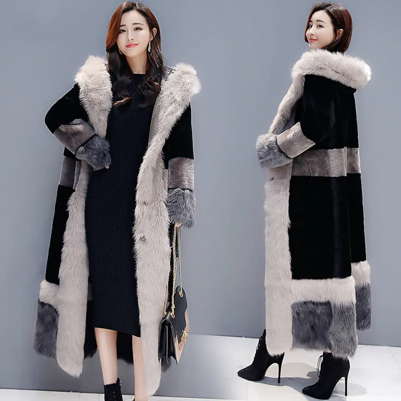 Blana o femei 2020 iarna noi versiunea coreeană de imitație liberă miei și catifea îngroșat genunchi haină lungă