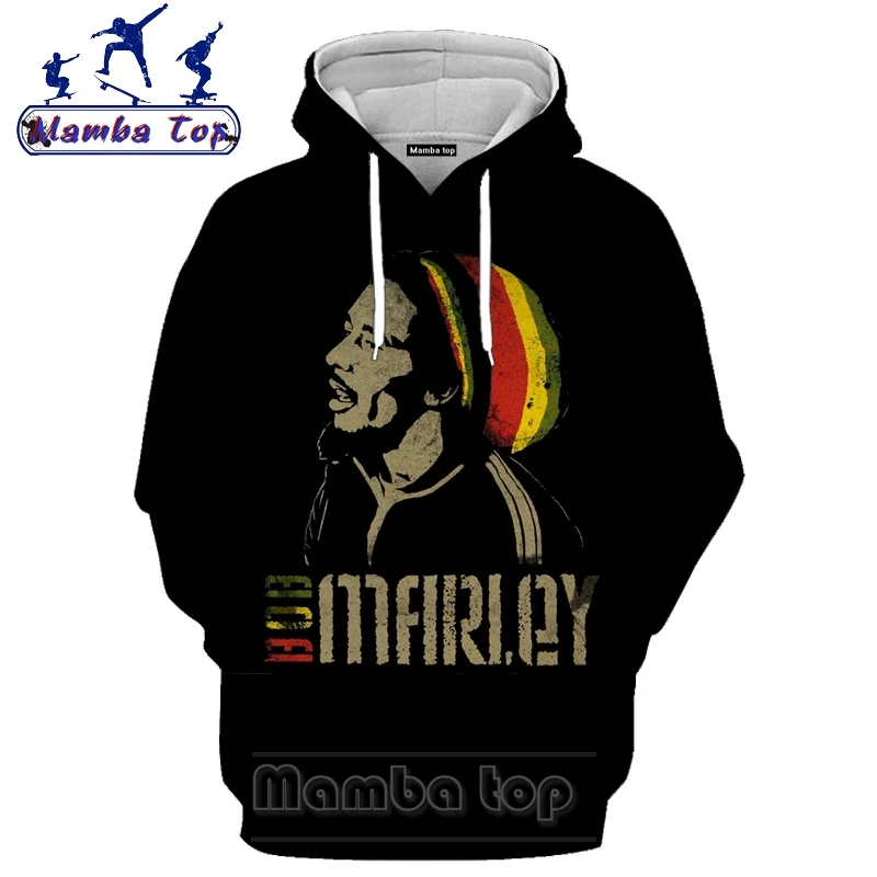 Mamba Top Barbati Hoody 3D de Imprimare Color Maneca Lunga Bob Marley Hanorace Rock Cântăreață Bărbați cu Glugă Hippie Harajuku Femei O Gât Pulover