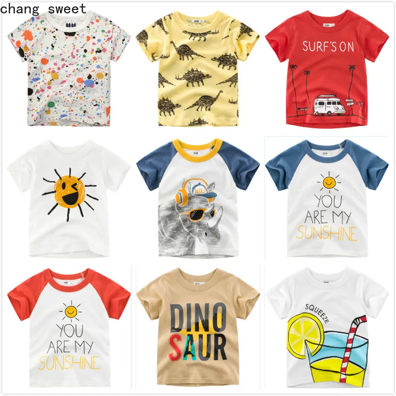 2019 Vară Copil Fete Camasi cu Maneci Scurte T-Shirt Baieti T Shirt de Imprimare Bumbac pentru Copii O-Gât Copii Tee Topuri Haine pentru Sugari