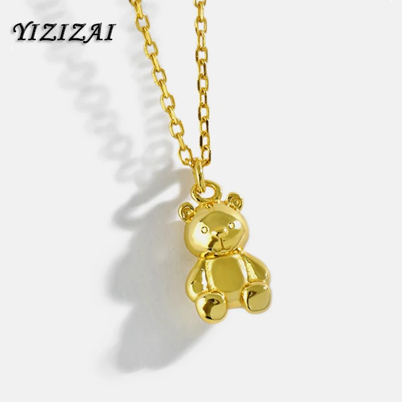 YIZIZAI de Culoare de Aur Coliere Pentru Femei Drăguț Urs Pandantive Link-ul Lanț Colier Plata De Ley Collares Mujer de Bijuterii