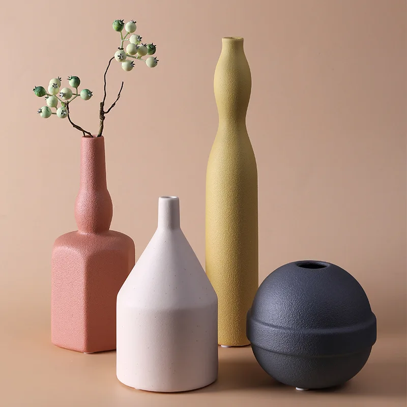 Moderne Colorate De Ceramică Geometrie Vaza Minimalist Ceramica Model De Suport De Flori De Artă Manopera Ornament Ambarcațiuni Cameră Decor Accesorii