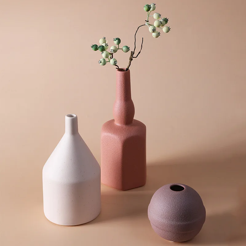 Moderne Colorate De Ceramică Geometrie Vaza Minimalist Ceramica Model De Suport De Flori De Artă Manopera Ornament Ambarcațiuni Cameră Decor Accesorii