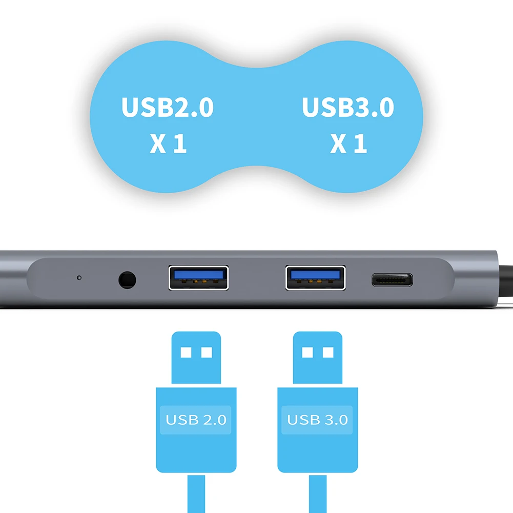 5-în-1 de Tip C Hub de Tip C pentru Adaptor HDMI 4K USB3.0 Reader USB-C Dongle pentru MacBook