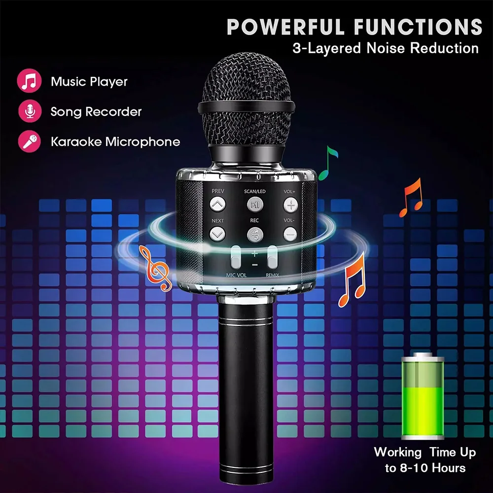 WS858 Bluetooth Microfon Wireless WS858 Portabile Karaoke Microfon USB KTV Player Bluetooth Speaker Înregistra Muzică Microfoane