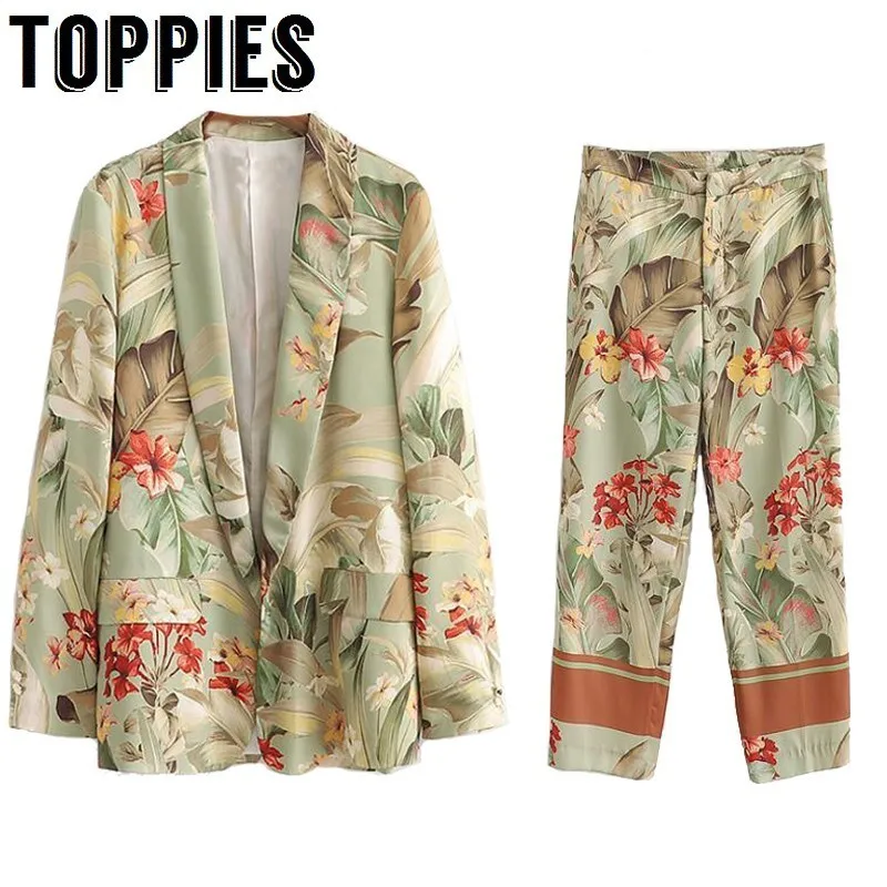 2020 Costum De Vară Set De Agrement Kimono Jacket Jacheta De Înaltă Talie Pantaloni Drepte Două Bucata Set Imprimare Florale De Vacanta, Haine Femei