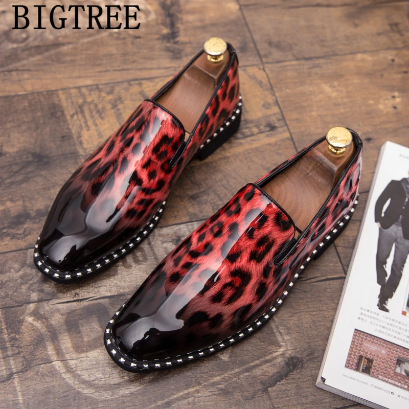 Dressing Pantofi pentru Bărbați Formale Leopard Print Italian Rochie de Petrecere, Pantofi Barbati Classic Slip Dress Corporative Încălțăminte pentru Bărbați, Mocasini