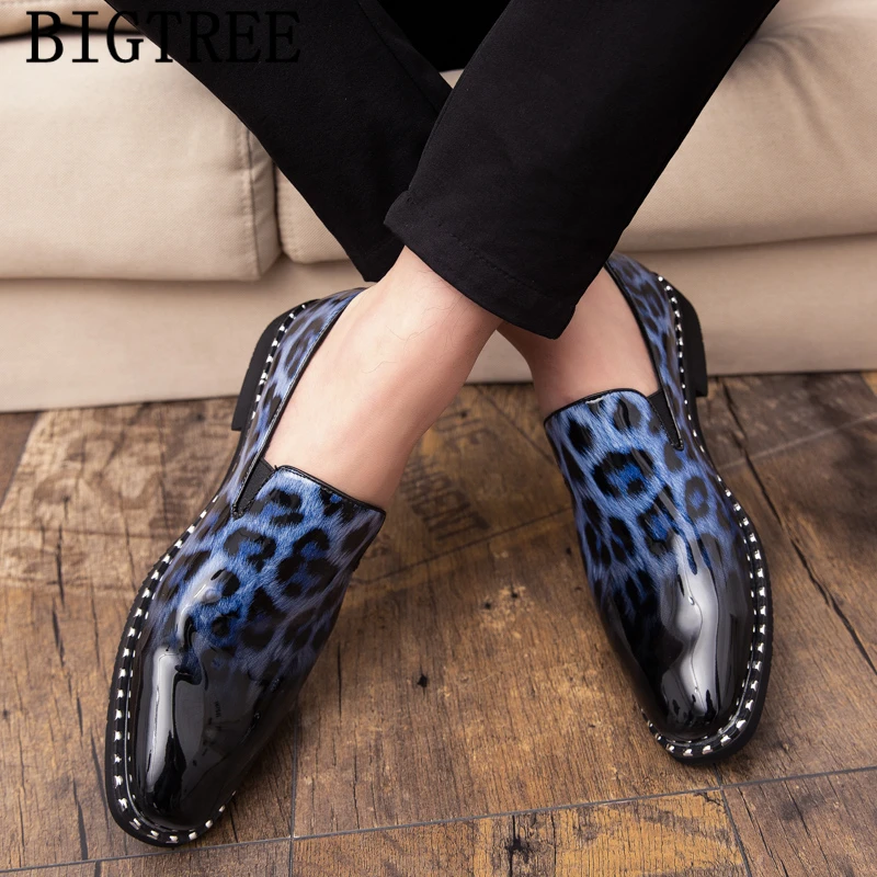 Dressing Pantofi pentru Bărbați Formale Leopard Print Italian Rochie de Petrecere, Pantofi Barbati Classic Slip Dress Corporative Încălțăminte pentru Bărbați, Mocasini
