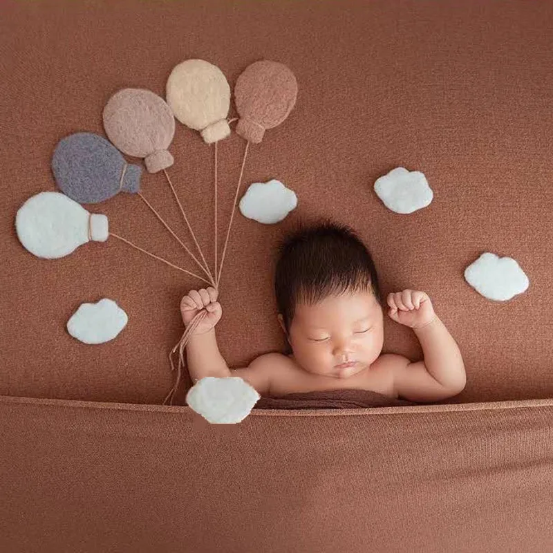 1 Set Nou-Născut Recuzită Fotografie Lână Simțit Oi Nori Manual Copilul Fotografie Baloane Studio Foto Accesorii De Fotografiere