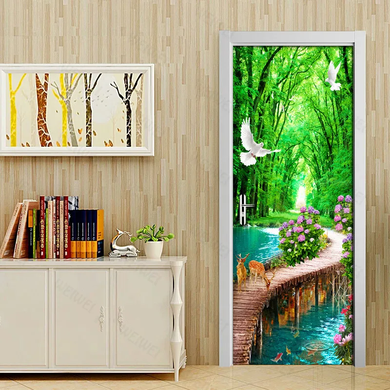 Pădure, Pod, Peisaj, Fotografie, pictură Murală Home Decor Modern Living, Dormitor cu Usa din Pvc, Auto-Adeziv Tapet Papel De Parede 3D