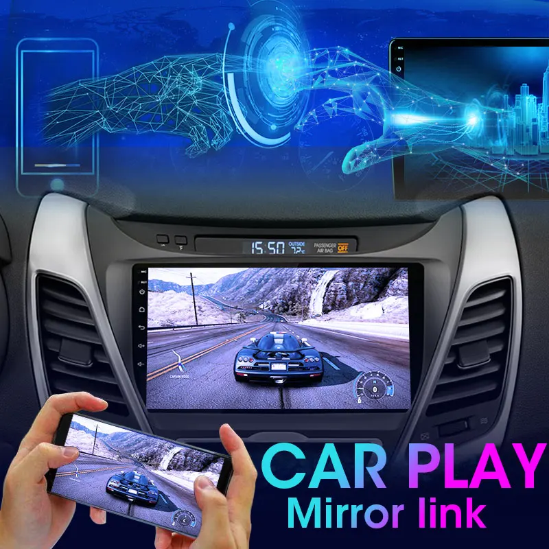 Radio auto Android 9.0 Pentru Hyundai Elantra Avante I35 2011-2016 Player Multimedia GPS Navigaion 4G Split Screen Fereastră Plutitoare