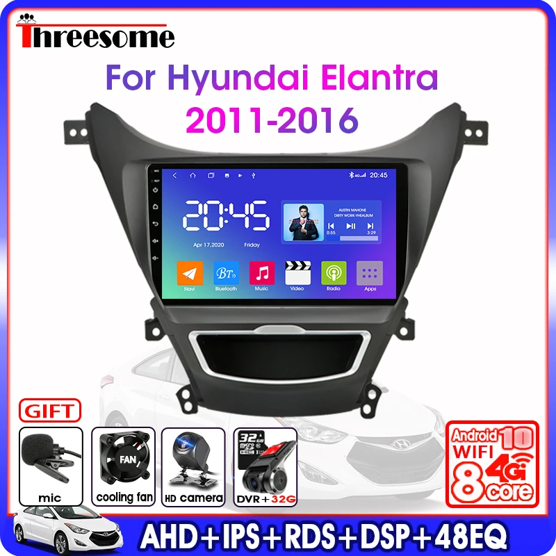 Radio auto Android 9.0 Pentru Hyundai Elantra Avante I35 2011-2016 Player Multimedia GPS Navigaion 4G Split Screen Fereastră Plutitoare