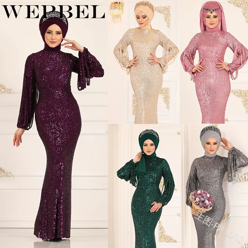 WEPBEL Femei Rochie Abaya Complet Maneca Moda Musulmană Trompeta Sirena Casual Nouă Seara Elegante Lungi Rochii Maxi