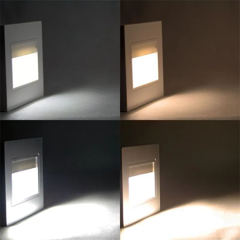 Încastrat LED Scara de Lumină 1.5 W 86 tip Detector de mișcare+ senzor de Lumină LED-uri lumina de perete AC85-265V led pas lumini scara lampa