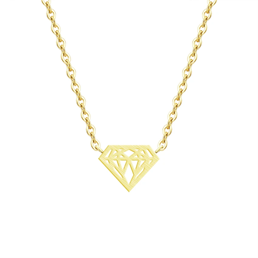 10BUC Lanț din Oțel Inoxidabil de Culoare de Aur Geometric Origami Con Decupaj Triunghi Colier de Diamante Pentru Copii Cadouri Bijuterii