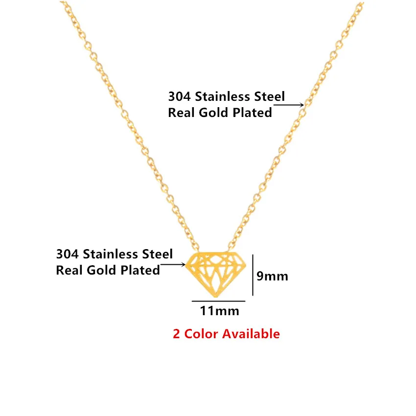 10BUC Lanț din Oțel Inoxidabil de Culoare de Aur Geometric Origami Con Decupaj Triunghi Colier de Diamante Pentru Copii Cadouri Bijuterii