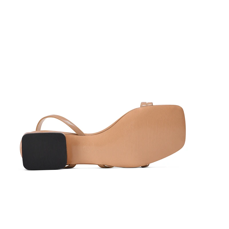 GOXEOU Sandale de damă din Piele de Brevet Întuneric Nud Strappy Curea Subțire Toc Patrat de 2 CM de Moda Casual Office Lady Pantofi Mărimea 32-46