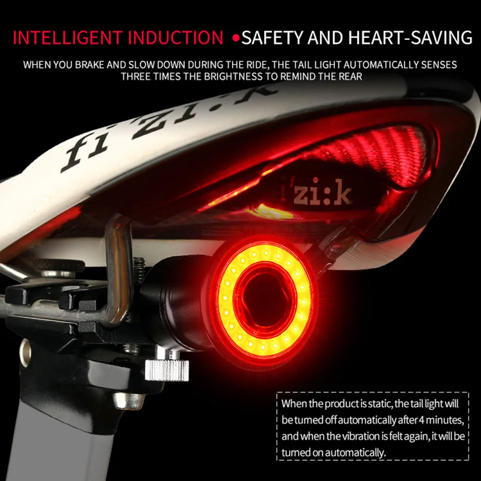Biciclete Inteligent Lanterna Bicicleta de iluminare din Spate Auto Start/Stop de Frână de Detecție LED-uri Impermeabil de Încărcare Ciclism Avertizare Rosu Stop