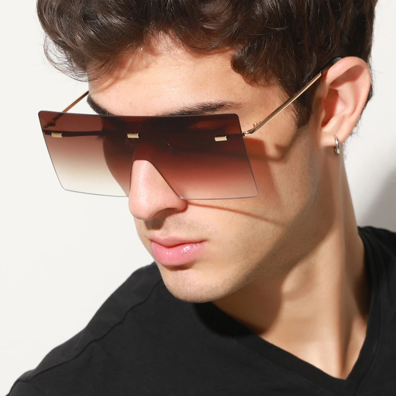 DENISA Scut Supradimensionat ochelari de Soare Femei Bărbați Ochelari la Modă de Epocă Pătrat fără rame, Ochelari de Soare UV400 lunetă soleil homme G18076