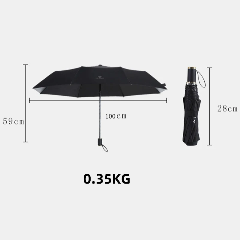 3 Pliante Umbrelă de Soare Negru Acoperire de protecție Solară Anti-UV, Parasolar Simplu Feminin coreeană Ploios Bărbat Femeie cu Umbrela