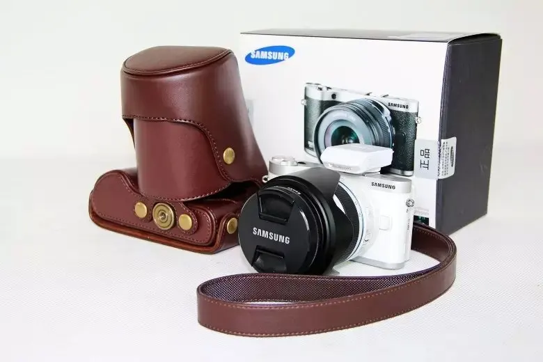 Vintage din Piele Sac de aparat de Fotografiat pentru Samsung NX300 NX-300 de Acoperire Camera Cu Curea de Umar din Piele PU caz aparatul