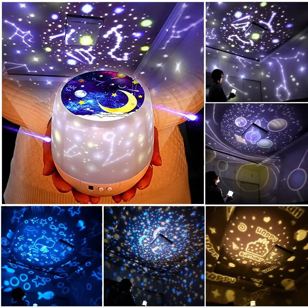 VKTECH Galaxy Proiector Cer Instelat Lampa de Proiecție cu Baterii de Rotație Noptieră Lumina de Noapte Proiector Star Cadouri Creative