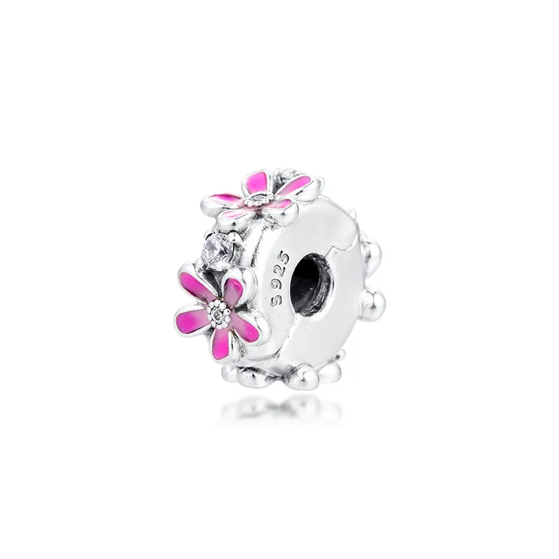 Pink Daisy Flower Clip Margele pentru a Face Bijuterii de Primăvară DIY se Potrivesc Farmecul Brățară Femme Argint 925 2020 Moda Bijuterii