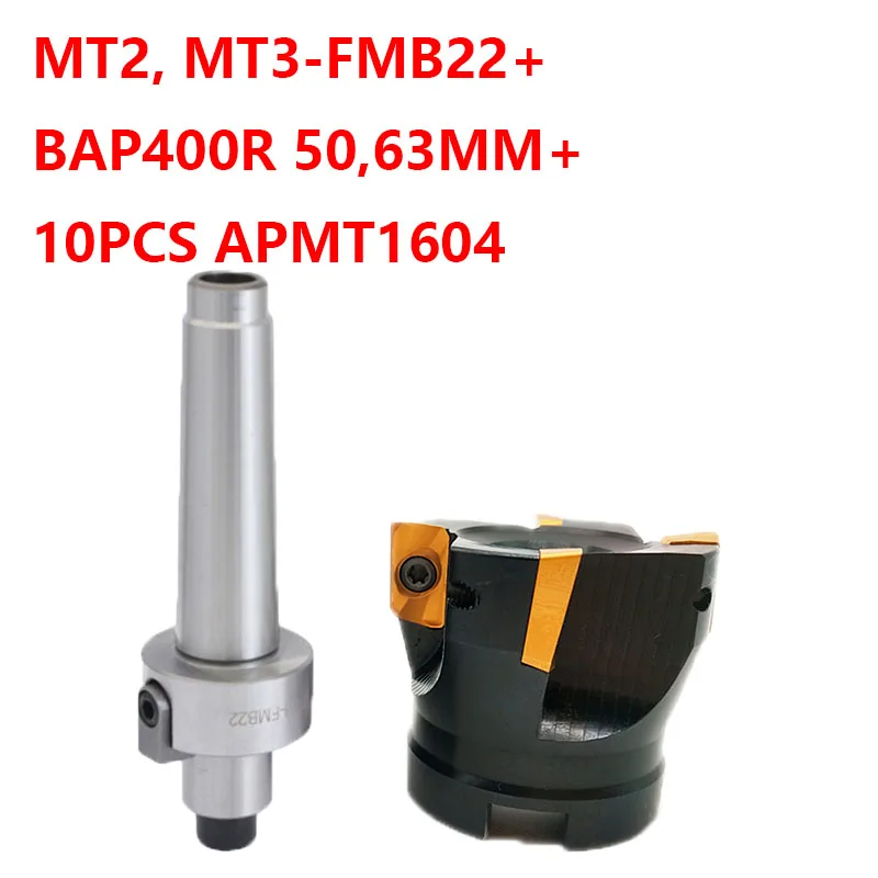 1set MT2 MT3 FMB22+BAP400R 50mm Cap de Tăiere+10buc apmt1604 Insertii Carbură Fata de freze shell end mill adaptor