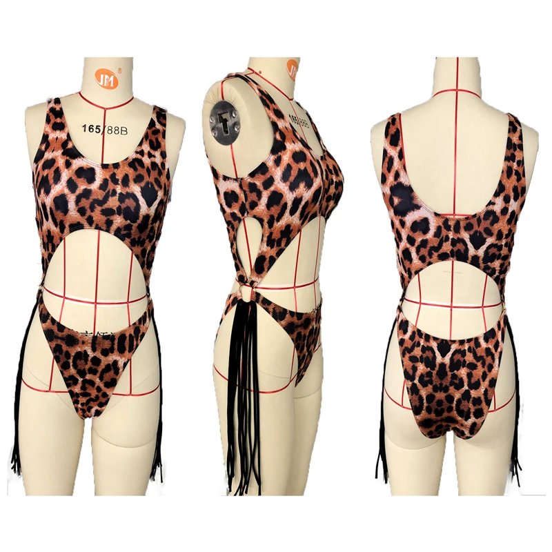Costume de baie Femei 2021 Leopard Împletit Bikini dintr-O bucata costum de Baie Sexy Back Ciucure-O singură Bucată de costume de Baie Push Up Femme Costume de baie