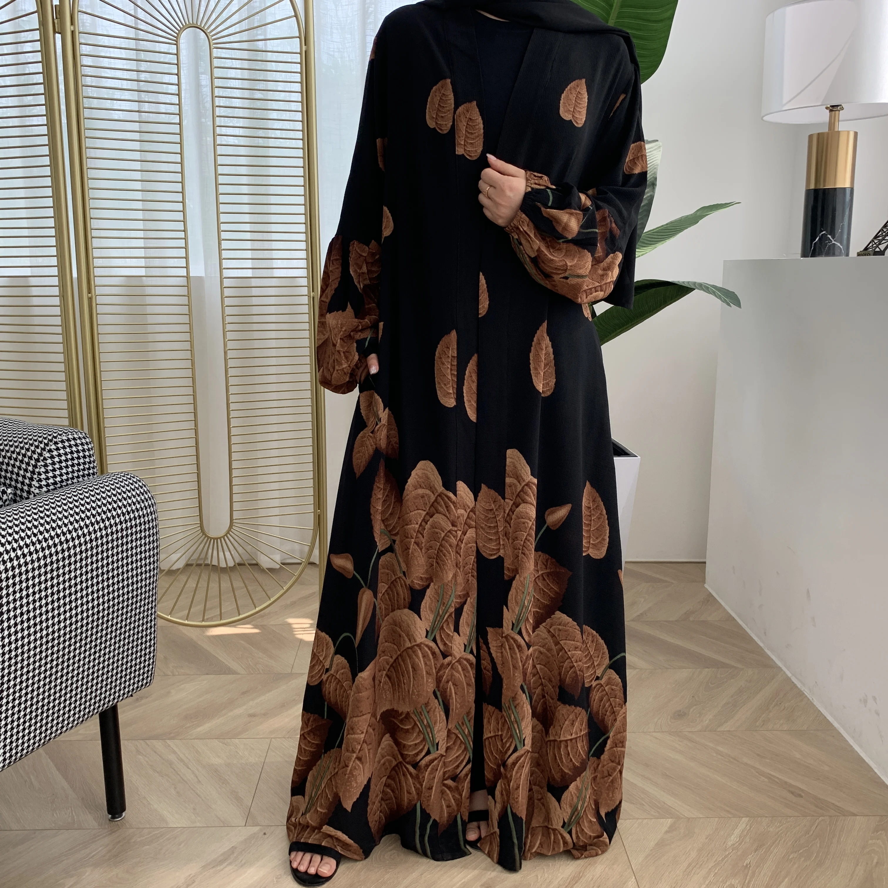 2020 Mai Recente Musulman Orientul Mijlociu Islamic Abaya Turcia Stil De Moda Dubai Dimensiune Marocan Bangladesh Cardigan Kimono-Ul De Imprimare De Moda