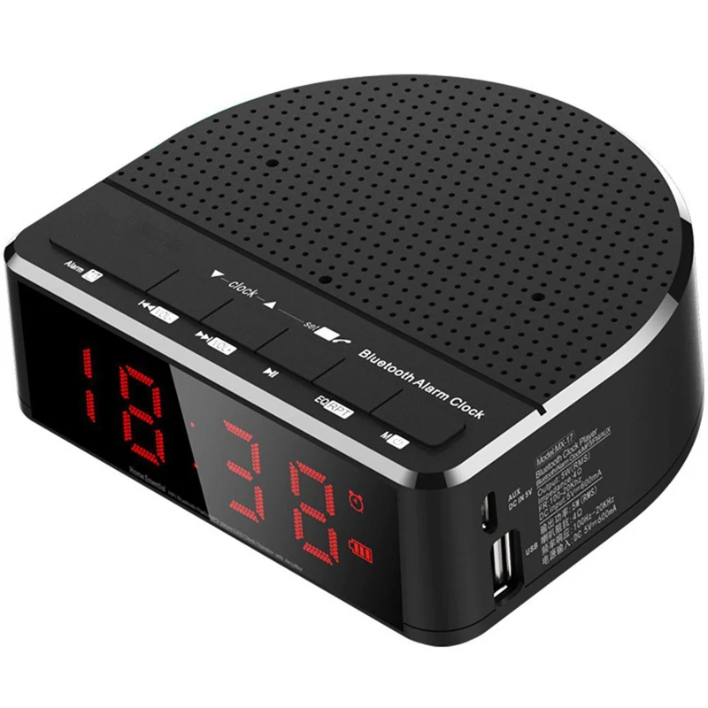 Digital Ceas cu Alarmă Radio cu Difuzor Bluetooth,Rosu Cifre de Afișare cu 2 Dimmer,radio FM, Port USB Noptiera led Ceas cu Alarmă.