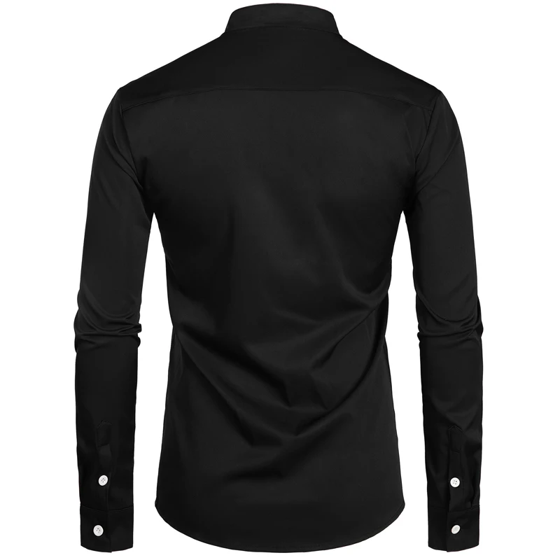 Oamenii Fraternizează Guler Slim Fit Long Sleeve Dress Shirt 2019 Brand Nou Butonul în Jos de Afaceri, Munca de Birou Camisa Masculina Neagra 2XL