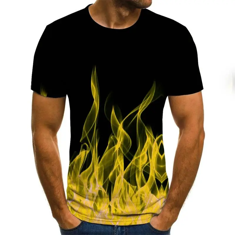 2020 Nou Chromati Flăcări tricou Barbati 3d tricou 3d t-shirt Negru Tee Top Casual Anime Camiseta Streatwear Maneca Scurta Tricou