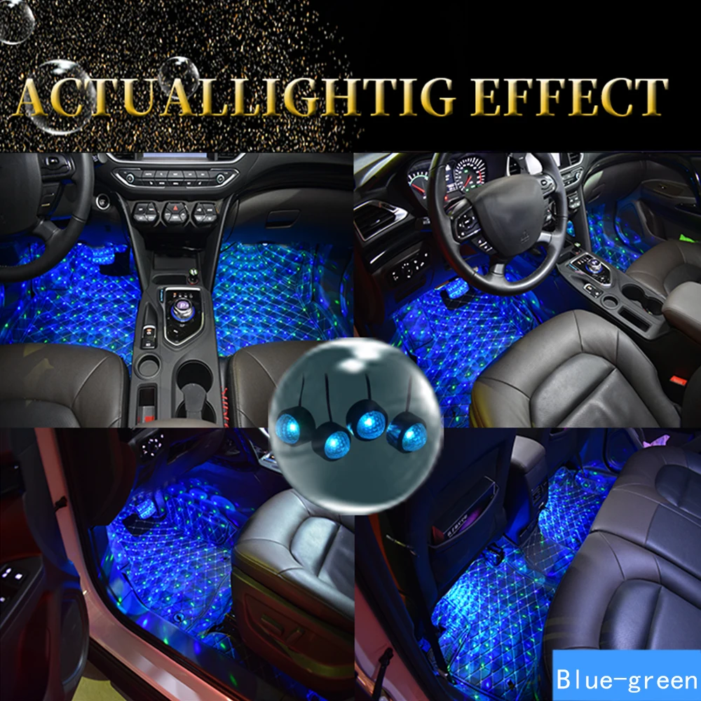 4 In 1 cu LED-uri Auto Atmosfera Lumini Colorate RGB Interior Podea Piciorul Lumini Universal Auto USB Decorative Ambient Lampa de Styling Auto
