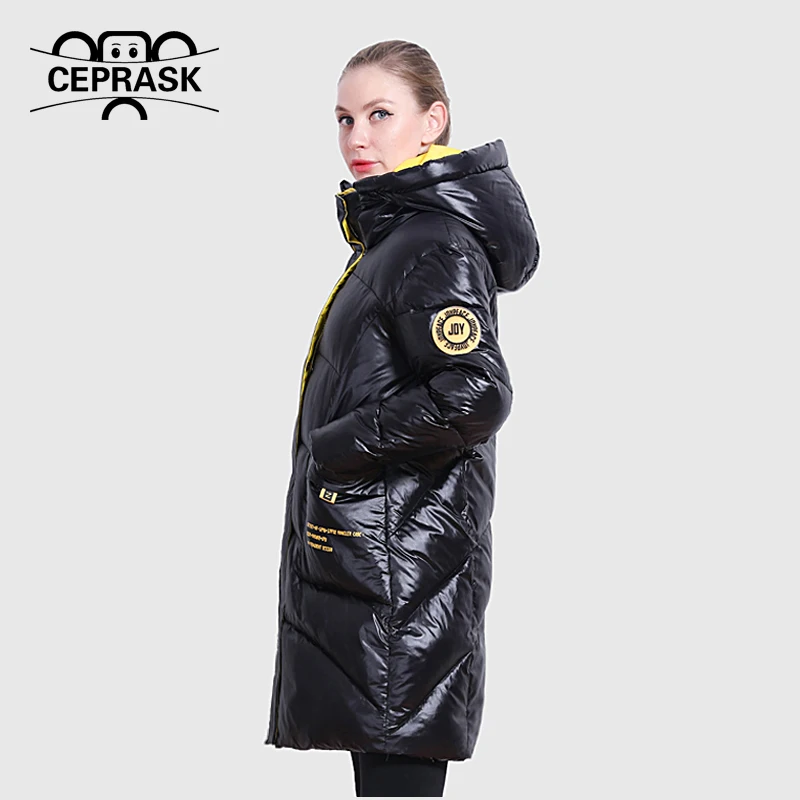 CEPRASK 2020 Noua Jacheta de Iarna pentru Femei de Înaltă Calitate, Culori Luminoase Brand de Îmbrăcăminte Haina Guler cu Gluga Hanorac Liber Taie Uza Plus