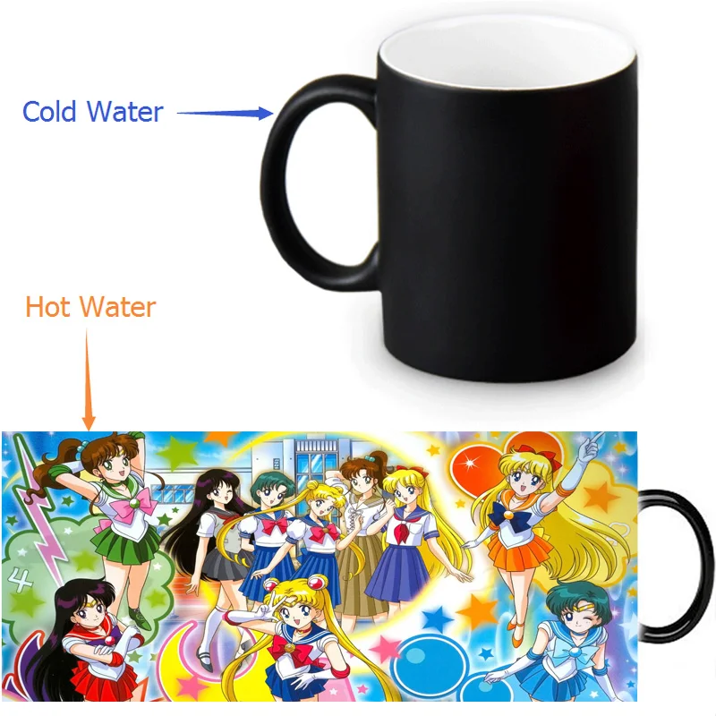 Sailor Moon Căldură Dezvăluie Cana schimba culoarea Cana de cafea 12 OZ/350ml sensibile Magic cani