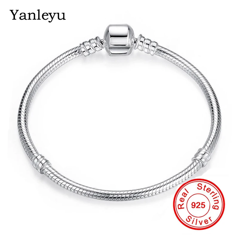 Yanleyu Original Argint 925 DIY Farmecul Bratari pentru Femei Bijuterii 16-22cm Șarpe Lanț Brățară Brățară PB025