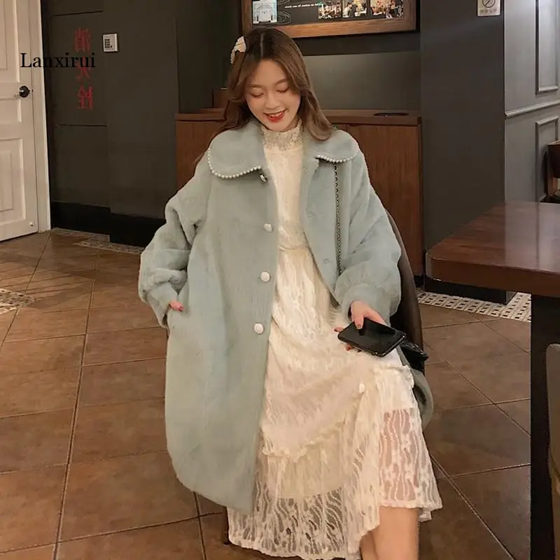 Coreeană Vintage Chic Manteau Femme Rever Liber Kaki cu mâneci Lungi Haină de Lână Femei Sacou Scurt Palton Uza