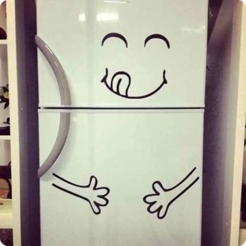Arta drăguț Smiley Fericit Delicioase Față frigider autocolant PVC DIY personalizate de toaletă, mașină de spălat mobilier frigider decor