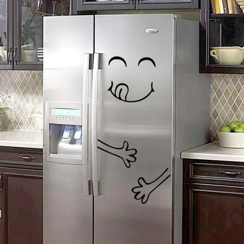 Arta drăguț Smiley Fericit Delicioase Față frigider autocolant PVC DIY personalizate de toaletă, mașină de spălat mobilier frigider decor