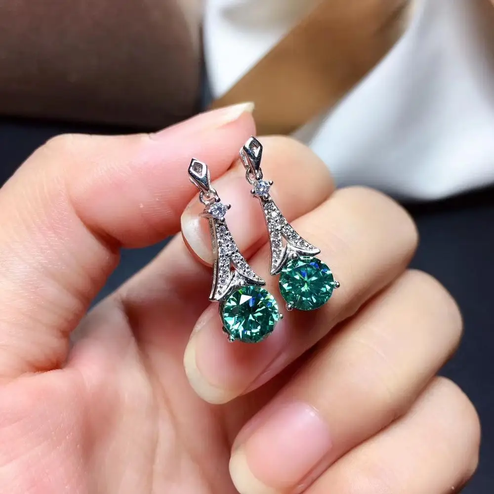 Turnul stralucind verde moissanite inel de piatră prețioasă colier set de bijuterii de argint 925 de bijuterii fine stralucitoare mai bine decât diamant partid cadou