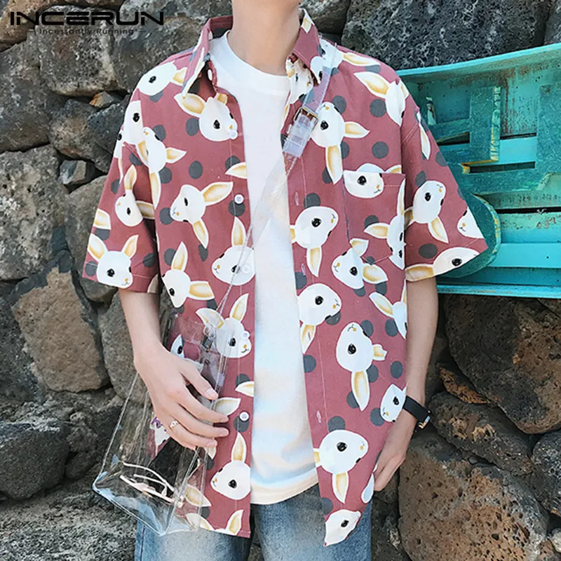 Moda Camasa Barbati Animal Print cu Maneci Scurte Streetwear Amuzant Rever 2021 Respirabil Topuri Lejere Casual pentru Bărbați Cămăși Hawaiiene INCERUN