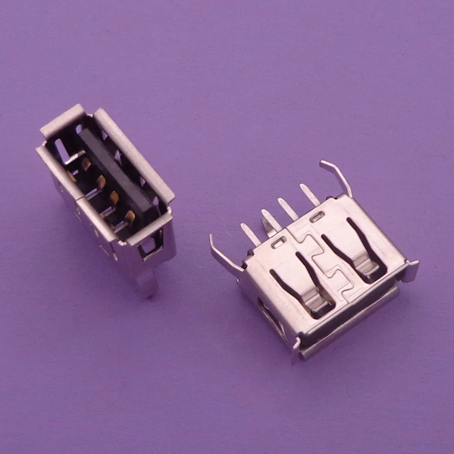 50pcs Un Tip Unghi Plat (180 de Grade) de sex Feminin USB PCB Conector Soclu, USB Jack Plug 3 picioare+4 pin Piese de Reparații Replacemen