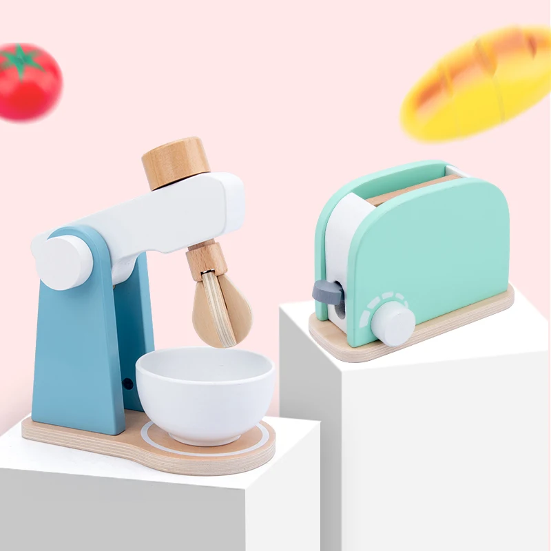 Din lemn, copilul de simulare de viață adevărată bucătărie de jucărie set joc de educație timpurie jucărie de pâine, mașină de cafea mixer copil jucărie de învățământ