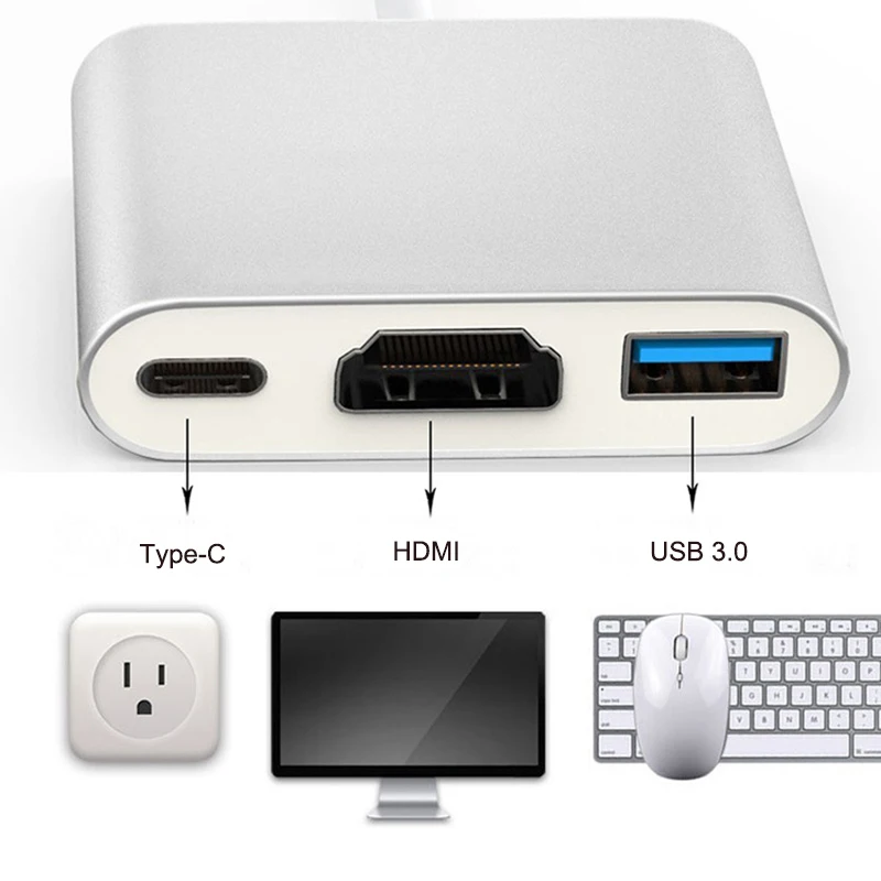 USB 3.1 Type C HUB Multiport Adaptor USB de C la HDMI USB 3.0 Putere de Încărcare Hub Metal Hab pentru MacBook Google Chromebook pentru Xiaomi