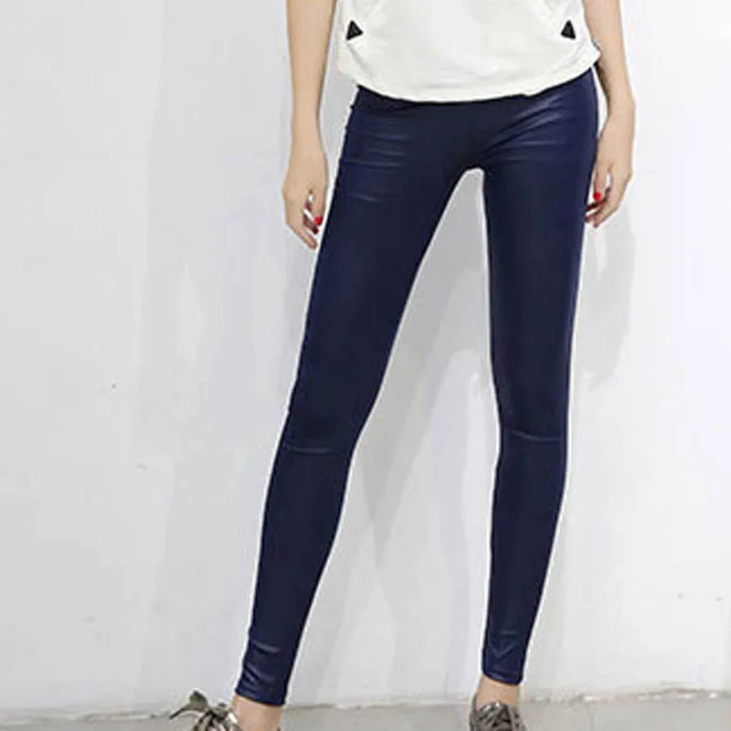 Primăvara Pantaloni pentru Femei Simulare Piele Subțire Elastic Confortabil Subțire Pantaloni Femei Modă de Culoare Solidă Pantaloni Casual