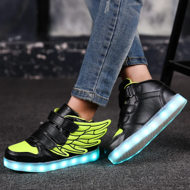 7ipupas Nou pantofi de încărcare USB 25-35 luminos pantofi aripa led pantofi boys&girls fashion trend 7 culori luminoase adidași