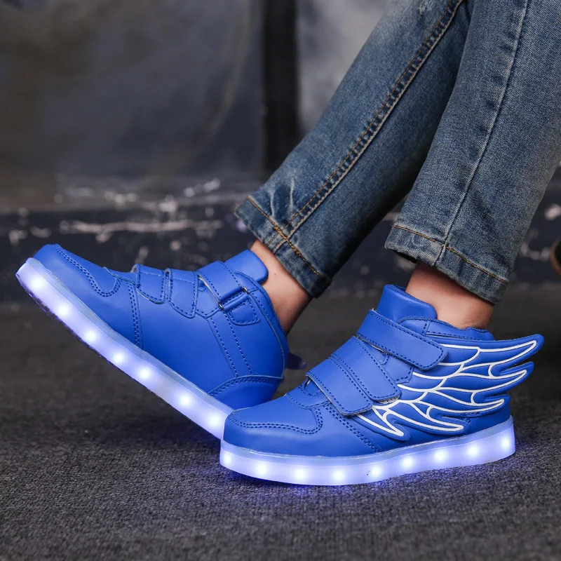 7ipupas Nou pantofi de încărcare USB 25-35 luminos pantofi aripa led pantofi boys&girls fashion trend 7 culori luminoase adidași
